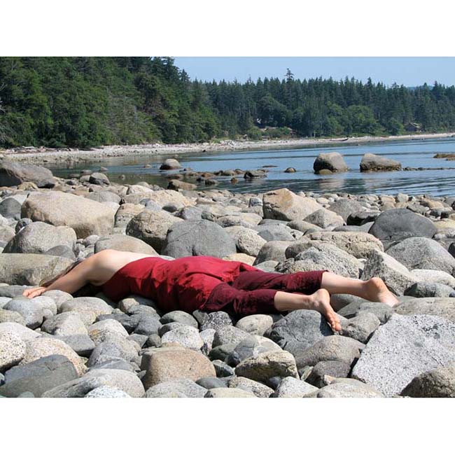 Lying on the rocks